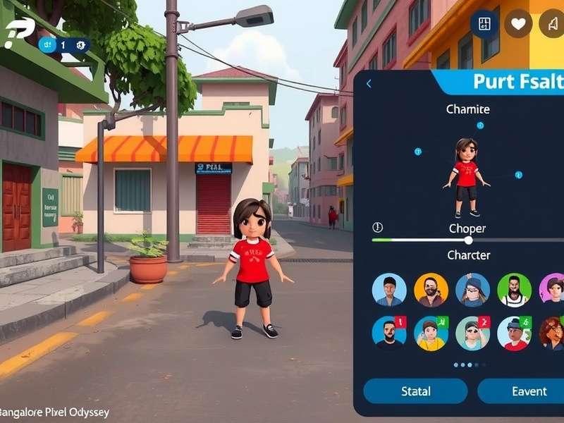 Bangalore Pixel Odyssey gameplay screenshot showing character in Bangalore streets